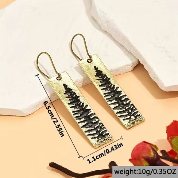 ✨🆕✨ Boho Forest Vintage Weathered Rustic Vibes Pattern Dangle Earrings✨ - Picture 8 of 10